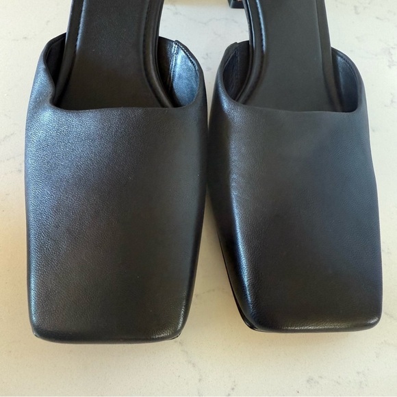 Vince Electra Square-Toe Leather Heeled Mules – Black – Size 6 (New, No Box) - Picture 3 of 4